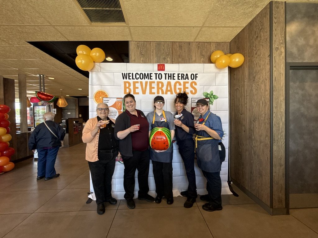 Linders Family McDonald's crew celebrating the Era of Beverages launch